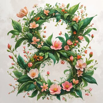 Botanical Banner to Celebrate International Woman's Day. Green Floral Design with Number 8