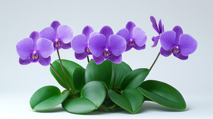 Wall Mural - Purple orchids blooming, studio shot, white background, floral d