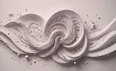 Poster - large, white and grey swirl with many small white and grey dots. the swirl is very long and has a lo