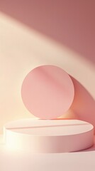 Poster - Soft Pink Geometric Shapes on Minimalistic Background for Display