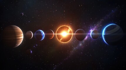 Poster - Solar system exploration stunning celestial bodies outer space digital art cosmic environment wide view astronomy concept