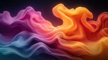 Aufkleber - Dynamic colorful waves flowing abstract background digital art vibrant environment modern aesthetic