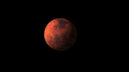 3d realistic rotated zoom in moving mars black background