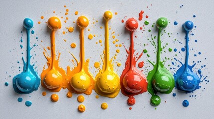 Poster - Vibrant paint splashes creating colorful patterns studio abstract art indoor close-up creative expression
