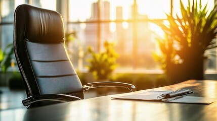 Poster - Modern Office Chair in Luminescent Business Environment
