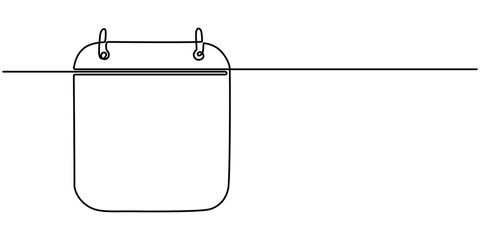 Continuous Line Drawing of Schdule Icon. Hand Drawn Symbol Vector Illustration, Tear-off sheet calendar with continuous line art. Time planner in a simple linear style. Vector illustration with one. 