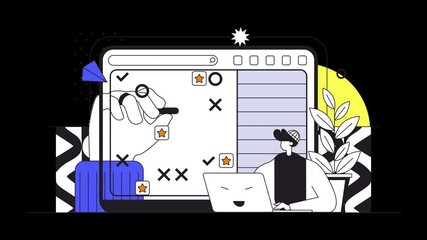 Poster - A person working on a computer with a stylized interface showcasing planning and organization in a modern workspace.