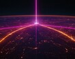 © Viktor Petrushenko - A mesmerizing futuristic view of a city illuminated by a vibrant purple beam from above.