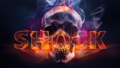 Aufkleber - Swirling Smoke and Flames Surrounding a Blurred Skull