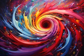 Poster - Vibrant whirl of colors spiraling outwards, creating a dynamic display of artistic energy and motion in an imaginative cosmic landscape