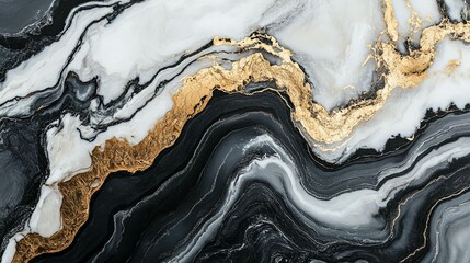  Elegant Black and White Marble with Gold Accents: A Luxurious Swirl Design
