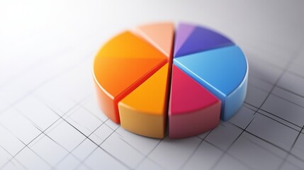 Poster - a close-up of a d pie chart on a white background, featuring vibrant colors and detailed labels, hig