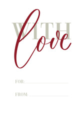 Wall Mural - with love calligraphy inscription gift card. love hand lettering card.