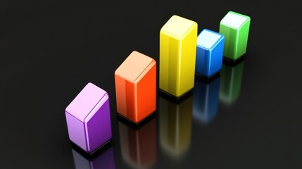 Fototapete - A professional business bar graph displaying sales data, with colorful bars on a sleek dark background, highlighting growth trends and performance metrics for clear visualization.