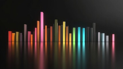 Fototapete - A professional business bar graph displaying sales data, with colorful bars on a sleek dark background, highlighting growth trends and performance metrics for clear visualization.