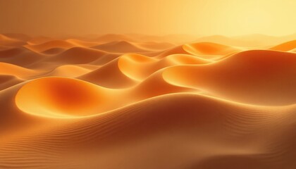 Golden desert dunes at sunset casting soft shadows in a vast arid landscape