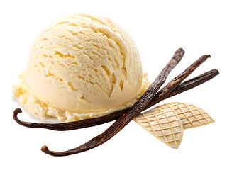 Creamy vanilla ice cream scoop transparent background.png