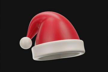 Aufkleber - A 3D render of a classic Santa Claus hat, red with white trim and a fluffy white pom-pom.