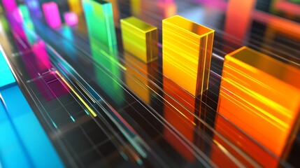 Aufkleber - A visually appealing business bar graph with colorful bars on a transparent background, symbolizing data analysis and trends, creating an engaging and modern look.
