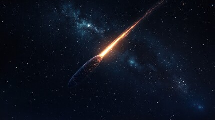 Canvas Print - fiery comet streaking across the vast expanse of space a celestial event of cosmic proportions