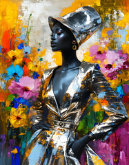 Wall Mural - graffiti colors  art ,chic , woman  fashion in a luxury dress 