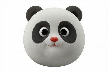 Poster - Adorable 3D rendering of a cute panda bear face, big eyes, and a sweet smile.