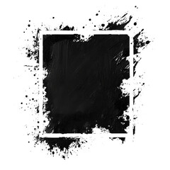 Poster - An abstract image featuring a black square framed by a dynamic water splash design on a black background.
