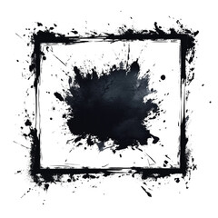 Poster - An abstract image featuring a dark ink splash contained within a white frame, creating a dynamic and artistic visual.