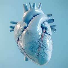 Poster - A cardiac in the middle, on a light blue background.