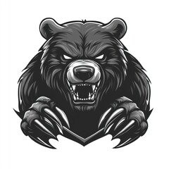 Wall Mural - Angry bear claws logo, white background, graphic design