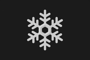 Aufkleber - A minimalist 3D rendering of a white snowflake on a transparent background.
