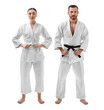 © New Africa - Karate fighters in uniform on white background