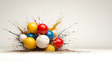 kids website background: dynamic abstract design with toys and balloons on white background.
