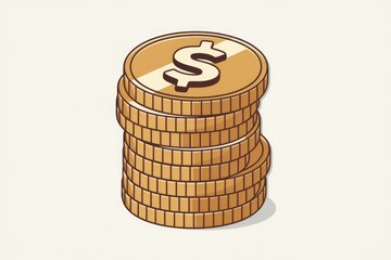 Aufkleber - A stack of golden coins with a dollar sign, symbolizing wealth and financial prosperity.