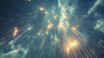 Canvas Print - celestial shower: a stunning visual of falling stars and cosmic dust