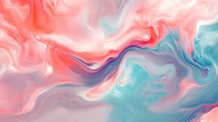 Poster - a colorful abstract painting with a pink and blue swirl