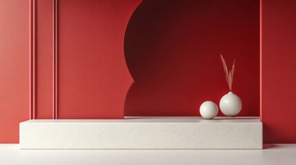 Wall Mural - a white vase and two white eggs on a shelf