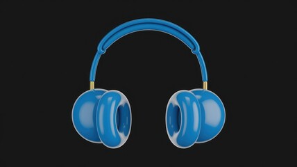 Poster - Stylish blue headphones with a glossy finish, perfect for music lovers.