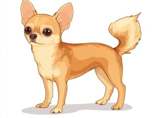 Adorable Brown Chihuahua Standing Proudly in Isolation - A Cute and Charming Pet Animal