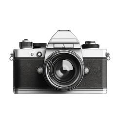 Poster - The image shows a stylized illustration of a classic film camera with a retro design aesthetic.