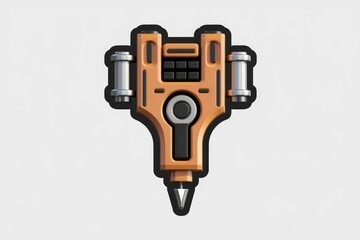 Poster - A futuristic, orange-colored device with a pointed end, possibly a drill or mining tool.