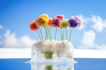 Wall Mural - A vase filled with flowers sits on a table, a simple and elegant arrangement