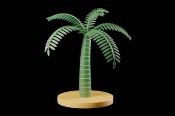 Poster - A stylized 3D model of a palm tree on a small island, isolated on transparent background.