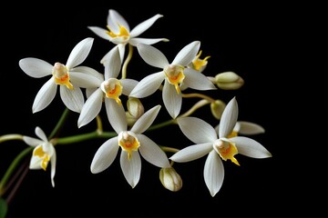 Wall Mural - A bunch of white flowers with bright yellow centers, ideal for use in illustrations and designs where simplicity and elegance are key