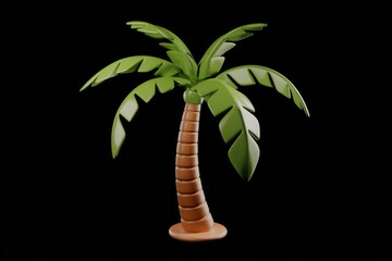 Aufkleber - A stylized 3D model of a palm tree, isolated on a transparent background, representing tropical vibes.