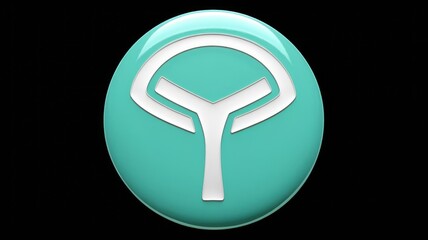 Aufkleber - Abstract teal circle logo with a stylized white Y-shaped symbol, sleek and modern design.
