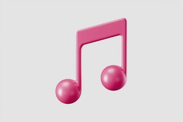 Poster - A pink 3D model of a musical note, symbolizing music and melody.