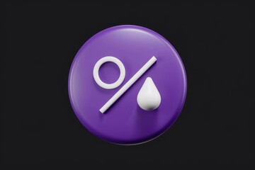 Poster - Purple circle with white percentage symbol and droplet, signifying discount or humidity.