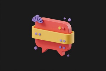 Leinwandbilder - A 3D render of a stylized chat bubble with decorative elements, conveying communication and messaging.