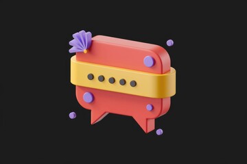 Fototapete - A 3D illustration of a colorful speech bubble with password input, representing secure messaging or communication.